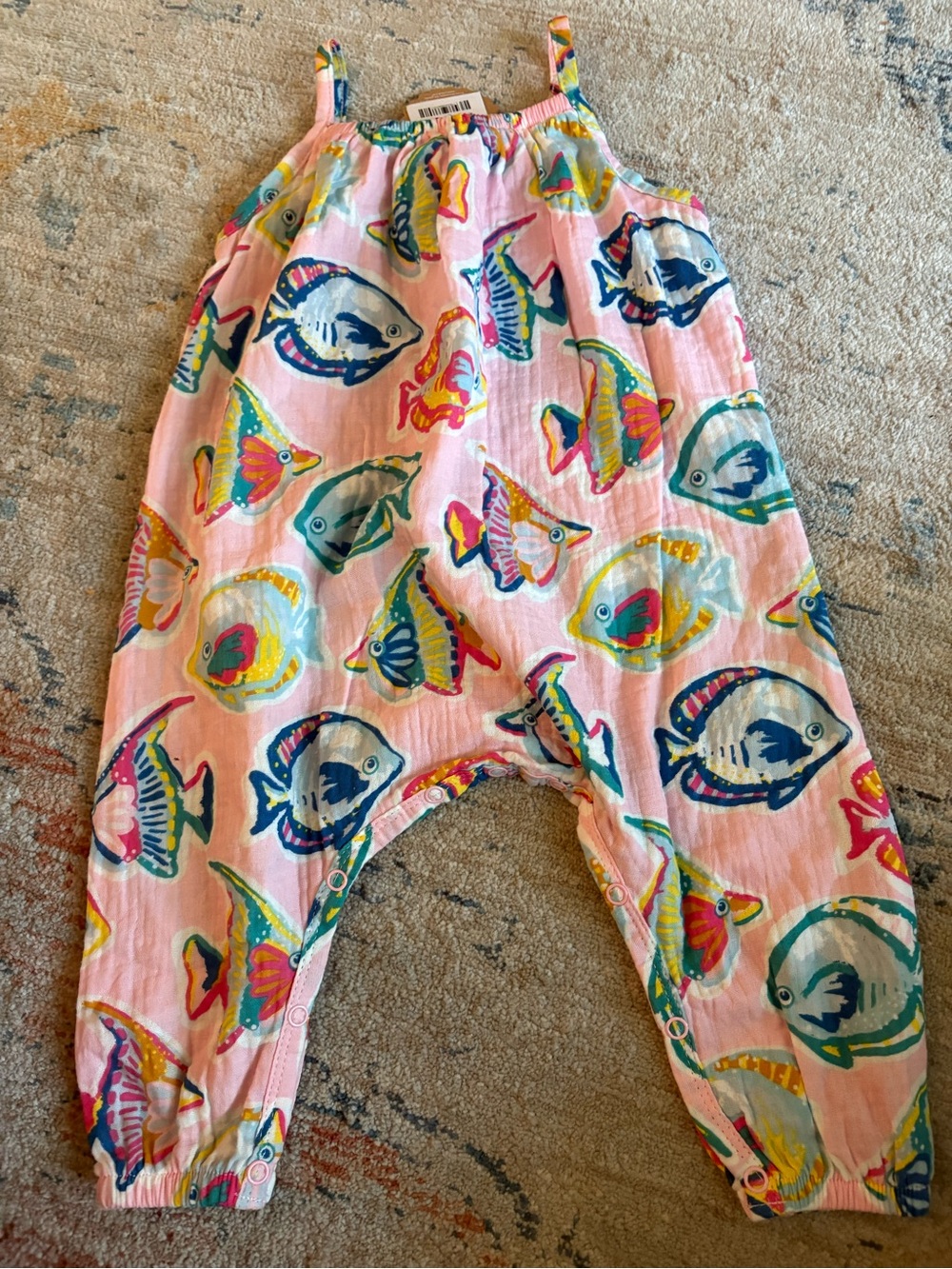 Mud Pie Pink Multicolor Fish-Print Baby Romper